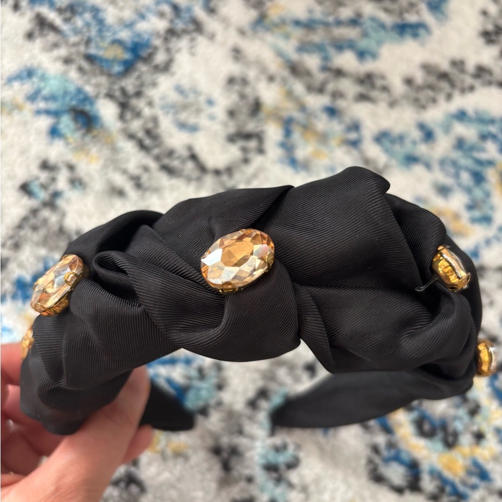 Chic Black Headband with Pink Embellishments